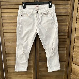 Mudd Distressed Ankle Cropped Skinny Jeans Size 7 Off White